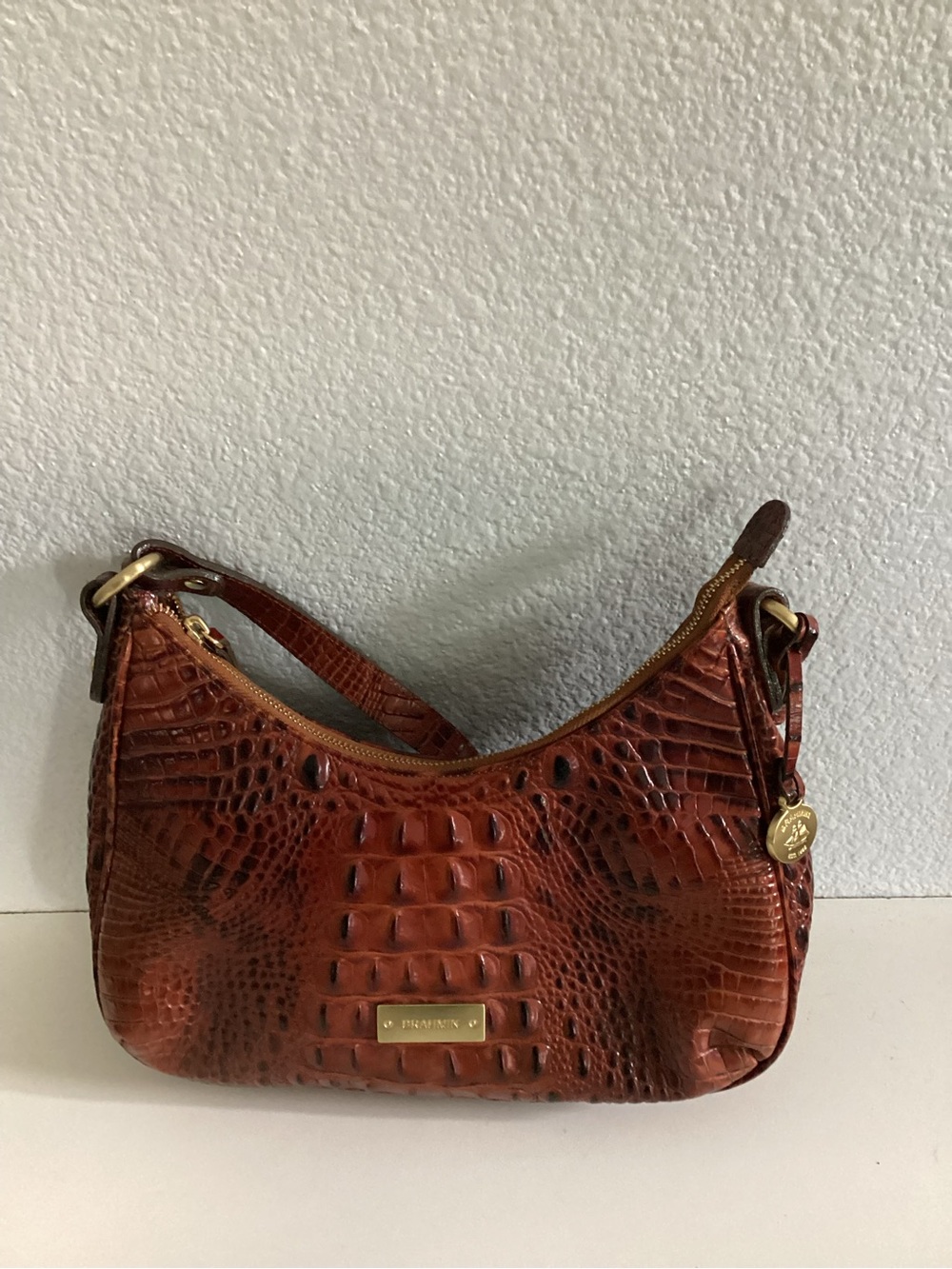Brahmin Tabitha Croc-Embossed Shoulder Hobo Bag Like New - Picture 2 of 14